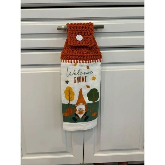 Crochet Top Kitchen Towel- Welcome gnome 2 available - Picture 1 of 2